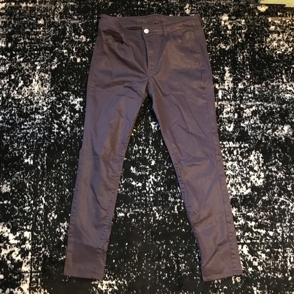 American Eagle Coated Plum Hi Rise Jegging